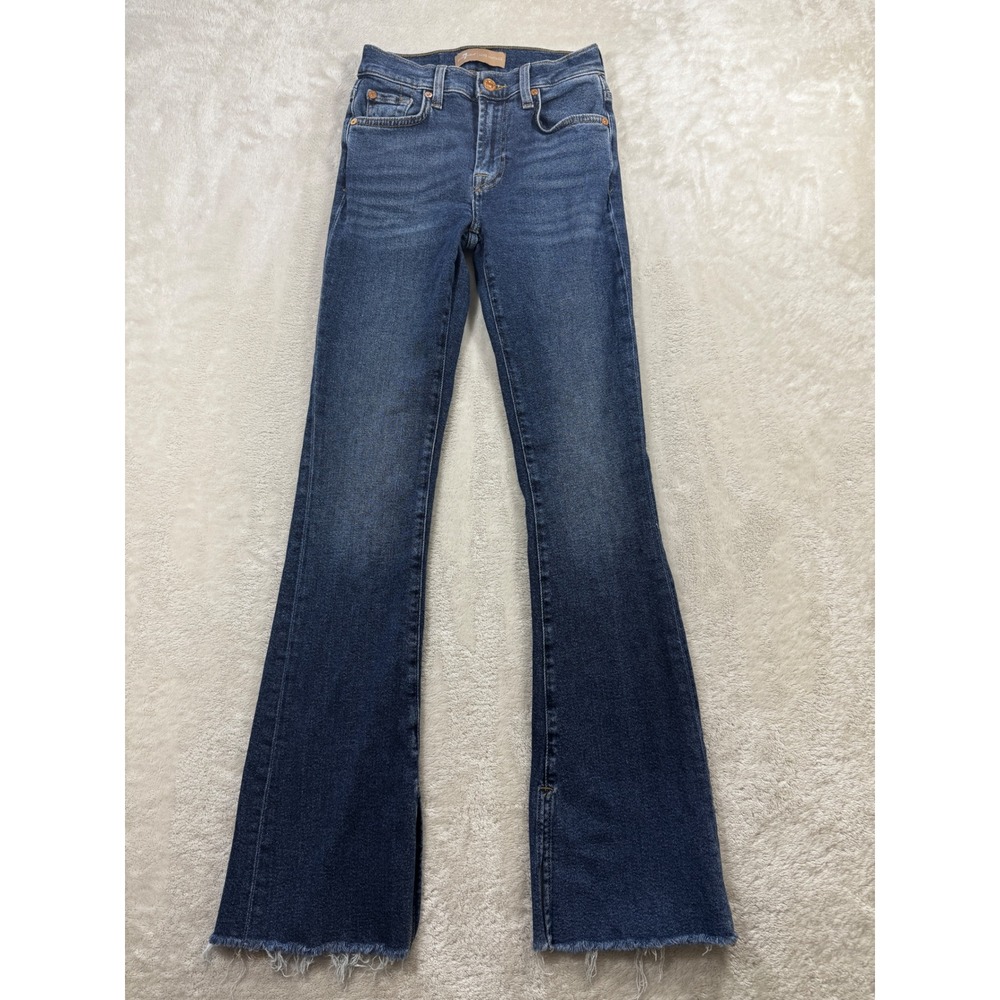7 For All Mankind Womens Bootcut Tailorless Deep Soul Blue Jeans 24 Meas: 23x31